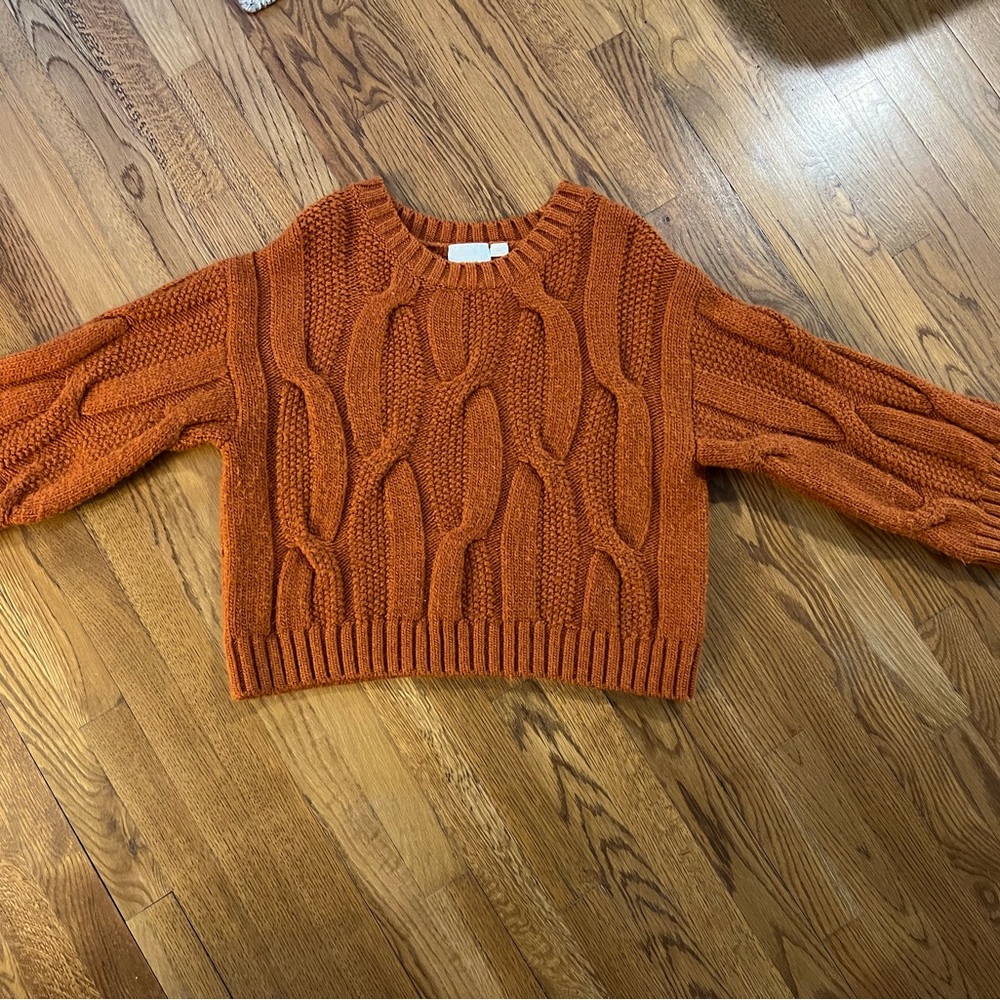Anthropologie Chunky Knit Rust Orange Sweater